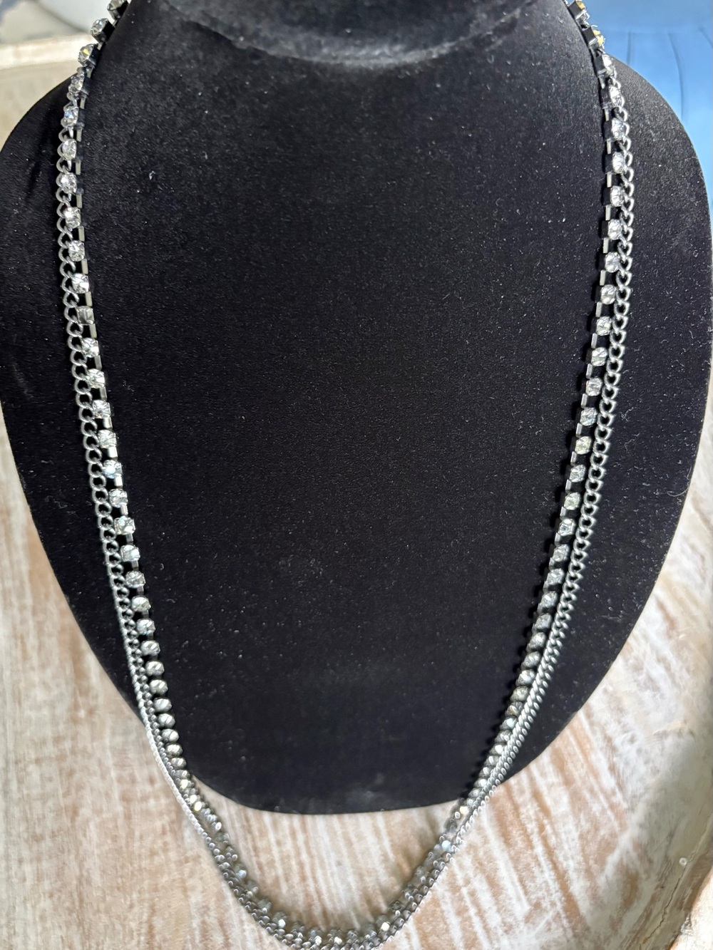 Women’s Chico's Gunmetal- Toned Multi Layer Strand Chain Necklace in Gray.